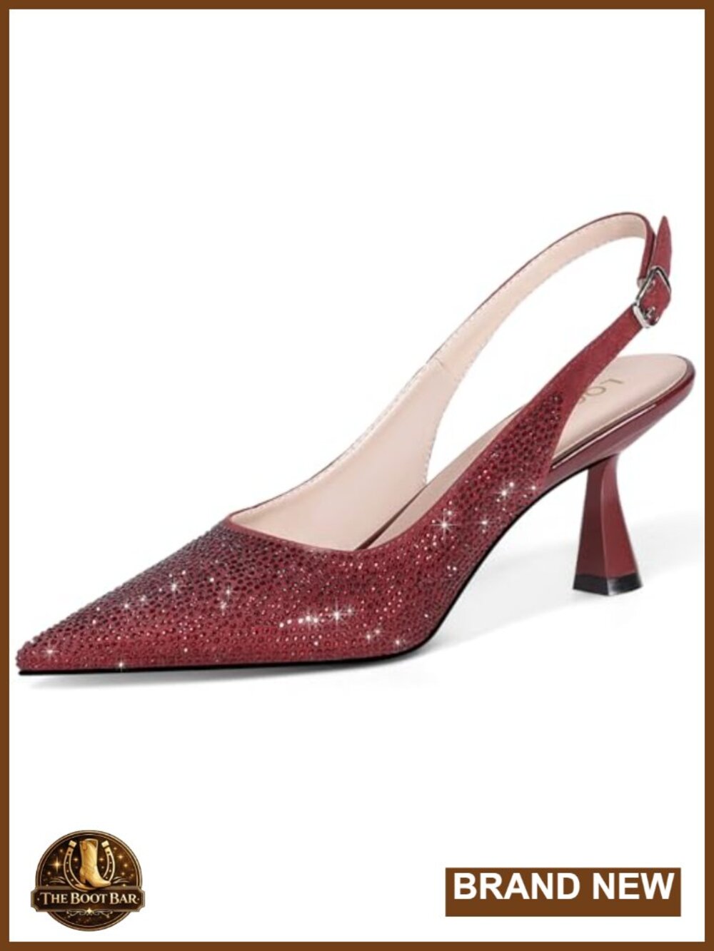 Kitten Heels Slingback Low Heel Dress Shoes Sparkly Pumps